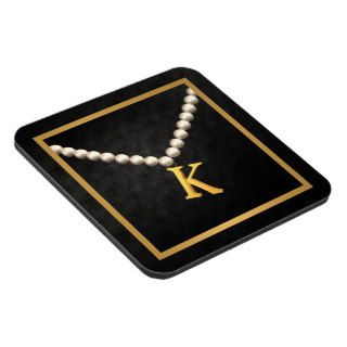 Letter K 'Gold and Pearls' Design Beverage Coasters
