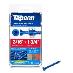 Tapcon 3/16 in. x 1 3/4 in. Climaseal Steel Flat Head Phillips Concrete Anchors (25 Pack) 24255