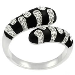 Tressa Sterling Silver Cubic Zirconia and Black Enamel Ring Tressa Cubic Zirconia Rings
