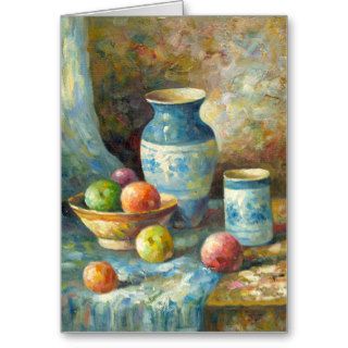 Painting Of Fruit And Pottery Vessels Greeting Cards