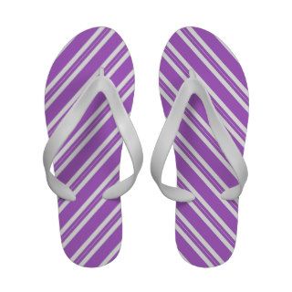 Rich Lilac Color Design Stripes Cute Flip Flops
