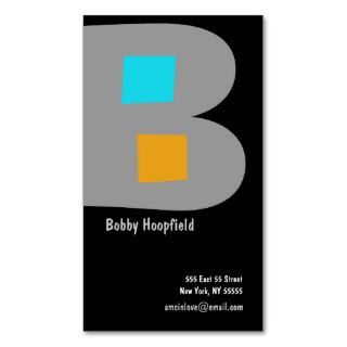 B Letter Alphabet Business Card Orange Blue