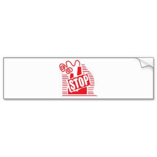 STOP FACTORY POLLUTION RED LOGO CAUSES ENVIRONMENT BUMPER STICKERS