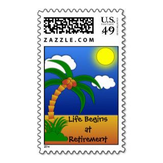 Life Begins at Retirement Postage Stamp