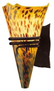Tech Lighting 700TDOVSTZ Ovation Tortoise Shell Hand Pulled Glass Wall Sconce with Handmade Wrought Iron, Antique Bronze    