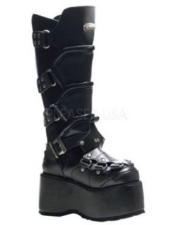 Black Gothic Platform Knee Boot   11 Clothing
