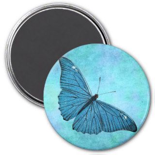 Vintage Teal Blue Butterfly 1800s Illustration Fridge Magnet