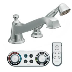 MOEN Rothbury ioDIGITAL Technology Low Arc Roman Tub Faucet with Hand Shower in Chrome (Valve Not Included) TS9222