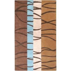 B. Smith Hand tufted Contemporary Brown Stripe Kakorr New Zealand Wool Abstract Rug (3'3 x 5'3) Surya 3x5   4x6 Rugs