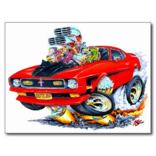 1971 72 Mustang Mach 1 Red Car Post Cards