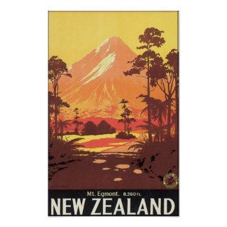 Mt Egmont New Zealand Travel Poster