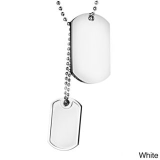 Crucible Stainless Steel Brushed and Polished Double Dog Tag Pendant West Coast Jewelry Men's Necklaces
