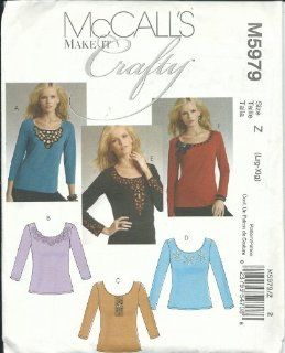 McCall's 5979Z Sewing Pattern Misses Make It Crafty Tops Size L XL