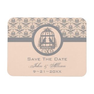 Gray Lovebird Damask Save The Date Magnet