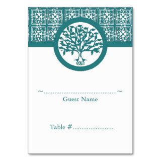 Turquoise Tree Emblem Reception Seating Card Business Cards
