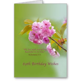 Birthday, 89th, Cherry Blossoms, Religious Card