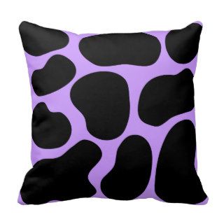 Black and Purple Cow Print Pattern. Throw Pillow