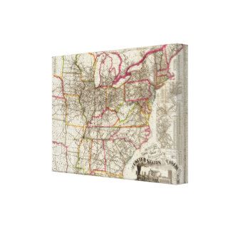 Watson's New Railroad and Distance Map Gallery Wrapped Canvas