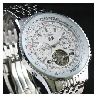 New Luxury White Auto Mechanical Silver Stainless Steel Men's Wrist Man's Watch at  Men's Watch store.