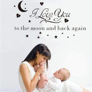 DIY I Love YOU to the Moon and Back Again Wall Decal Sticker   Childrens Wall Decor