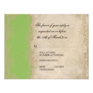 Art Deco Style Peacock Lime Green Vintage Lace Invitation