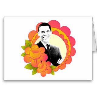 obama  flowered  greeting card