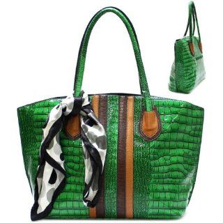 Animal Print & Scarf Purse and Bag / Handbag/ Green/ Rcht463grn  Cosmetic Tote Bags  Beauty