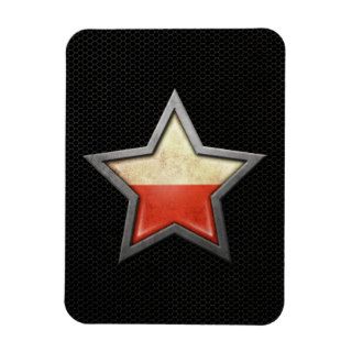 Polish Flag Star with Steel Mesh Effect Magnets