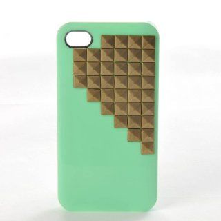 ETHAHE iPhone 4 4S Fashion Punk Style Spikes Studs Pyramid Rivet Cell Phone Case Cover Protective Skin   Green Cell Phones & Accessories