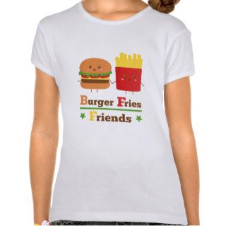Kawaii Cartoon Burger Fries Friends BFF Shirts