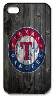 Texas Rangers wood background Iphone 4 4S Case PC Material Black Cell Phones & Accessories