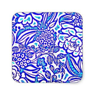 Awesome Blue Purple Hawaiian Flowers Design Image Sticker