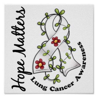 Flower Ribbon 4 Hope Matters Lung Cancer Print