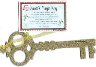 Santa's Giant Magic Key 8" Golden Glitter Hanging Key Ornament   Christmas Pendant Ornaments