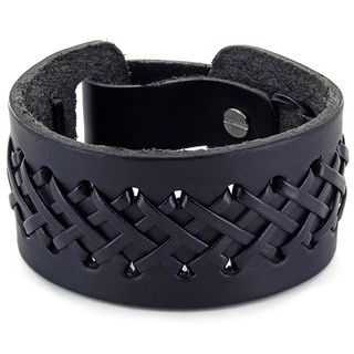 Black Laced Leather Strap Bracelet West Coast Jewelry Men's Bracelets