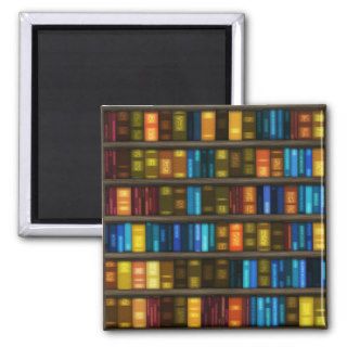 Book Lovers & Librarians Colorful Books on Shelf Refrigerator Magnet