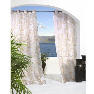 Outdoor Dcor Biscayne Banana Leaf Grommet Curtain Single Panel Size 84" x 54", Color Green   Window Treatment Curtains