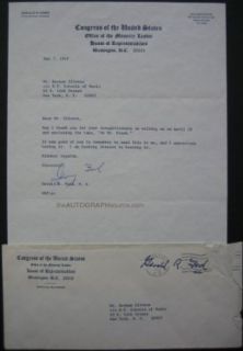 Gerald Ford Signed Letter Entertainment Collectibles