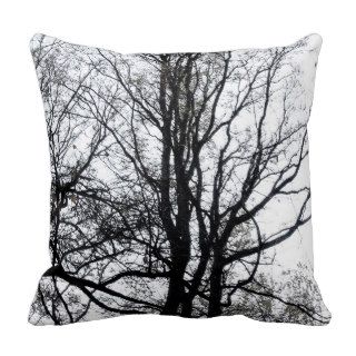 Central Park late autumn almost Barren Tree B&W Pillow