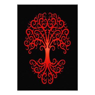 Tribal Tree of Life Red on Black Custom Invite