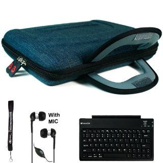Denim eBigValue Protective Hard Nylon Cube Carrying Case with Handles for Acer Iconia Tab W Series Windows 7 Tablet 10.1 inch screen ( W500 BZ467 W500 BZ841 ) + Includes an ebigvalue (TM) Determination Hand Strap Key Chain + Includes a Slim Travel Wireless