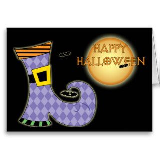 Happy Halloween Witches Boot Greeting Card