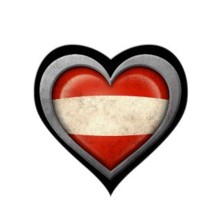 Austrian Heart Flag with Metal Effect Stickers