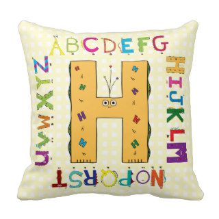 Funny Fellows™ Cartoon Character Alphabet Letter H Throw Pillows