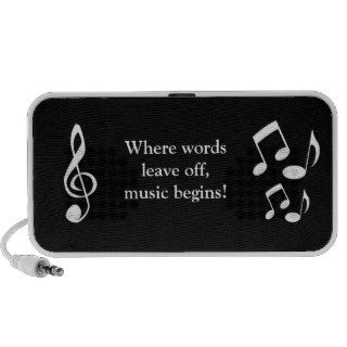 Musical Notes & Quotes on Black Doodle Speakers
