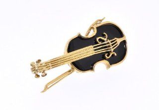 18K Yellow Gold Violin Brooch Brooches And Pins Jewelry