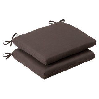 Pillow Perfect Indoor/Outdoor Brown Solid Seat Cushion, Squared, 2 Pack   Patio Furniture Cushions