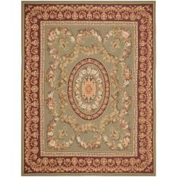 Hand knotted French Aubusson Taupe Red Wool Rug (12' x 15') Safavieh Oversized Rugs