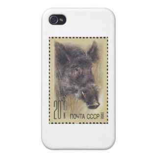 USSR ~ Stamp Russian Wild Boar Covers For iPhone 4