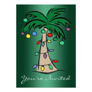 Merry Christmas Tropical Palm Tree Green Personalized Invites